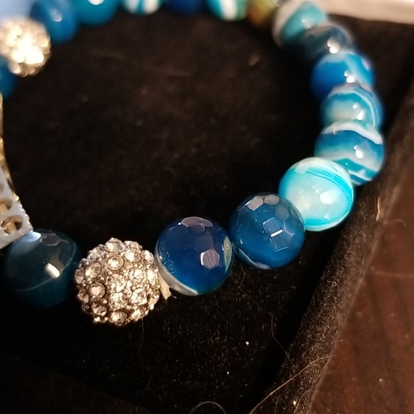 Diamond And Blue Beaded Bracelet - Picture 3 of 3